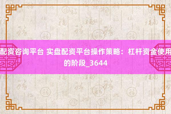 配资咨询平台 实盘配资平台操作策略：杠杆资金使用的阶段_3644