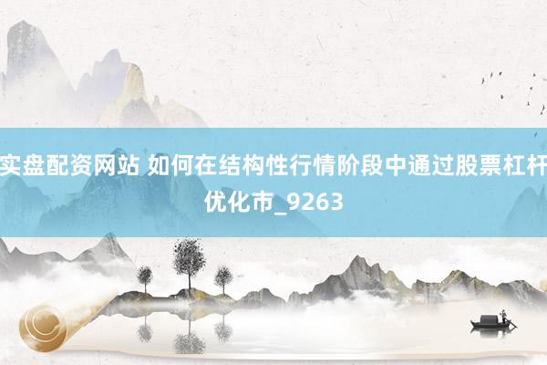 实盘配资网站 如何在结构性行情阶段中通过股票杠杆优化市_9263