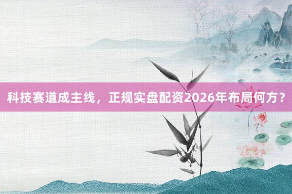 科技赛道成主线，正规实盘配资2026年布局何方？