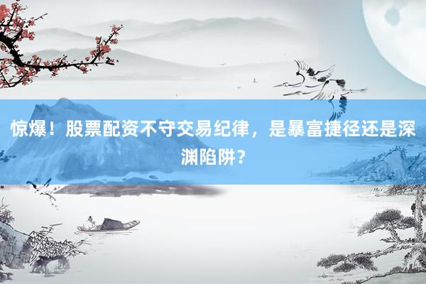 惊爆！股票配资不守交易纪律，是暴富捷径还是深渊陷阱？