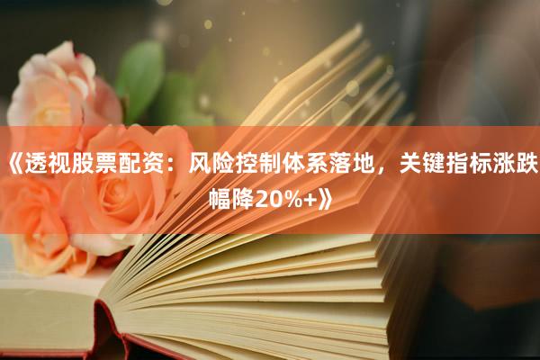 《透视股票配资:风险控制体系落地,关键指标涨跌幅降20%+》