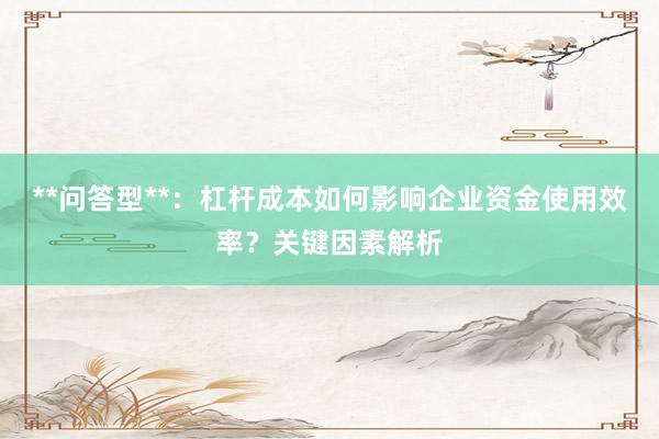 **问答型**：杠杆成本如何影响企业资金使用效率？关键因素解析