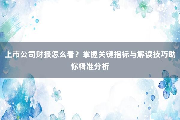 上市公司财报怎么看？掌握关键指标与解读技巧助你精准分析