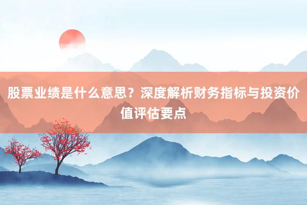 股票业绩是什么意思？深度解析财务指标与投资价值评估要点