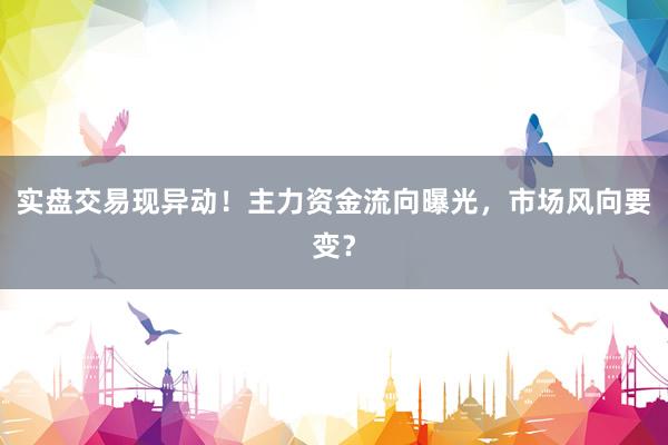 实盘交易现异动！主力资金流向曝光，市场风向要变？