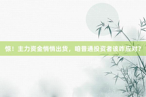 惊！主力资金悄悄出货，咱普通投资者该咋应对？