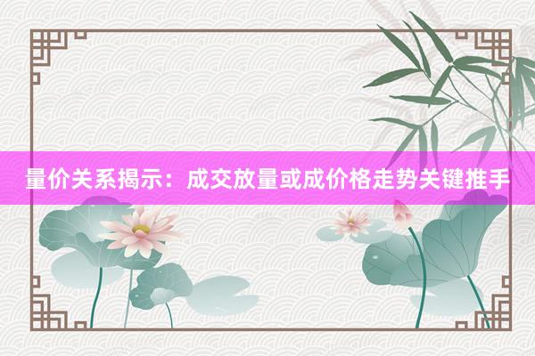 量价关系揭示：成交放量或成价格走势关键推手