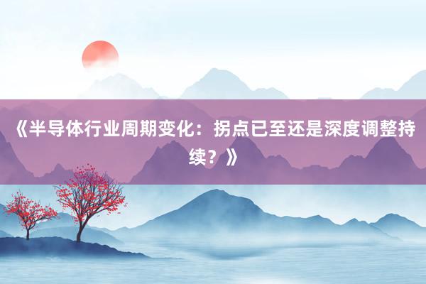 《半导体行业周期变化：拐点已至还是深度调整持续？》