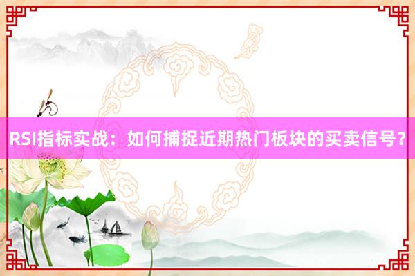 RSI指标实战：如何捕捉近期热门板块的买卖信号？
