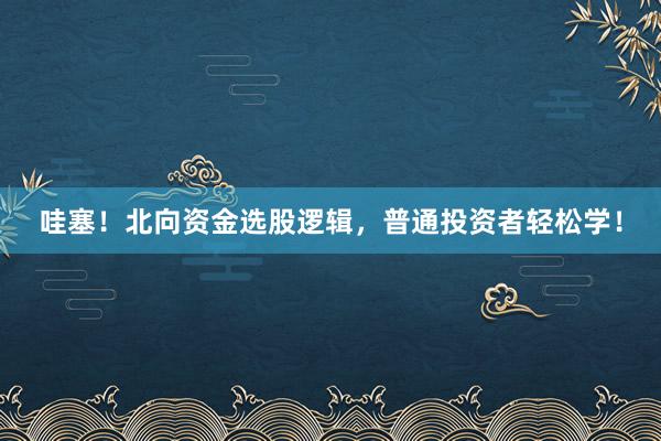 哇塞！北向资金选股逻辑，普通投资者轻松学！