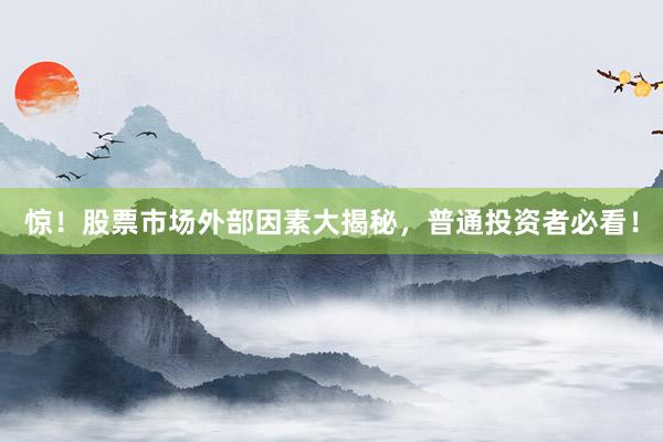 惊！股票市场外部因素大揭秘，普通投资者必看！